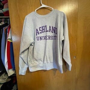 ASHLAND UNIVERSITY Gray Sweatshirt with Purple Print